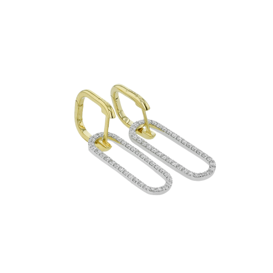 Mixed Metal Diamond Drop Earrings