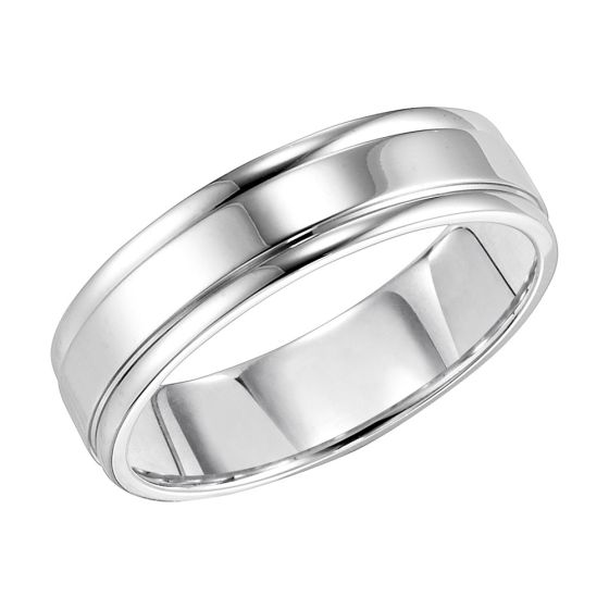 Flat Round Edge Carved Wedding Band