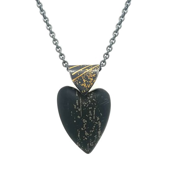 Slate Pyrite Heart Pendant