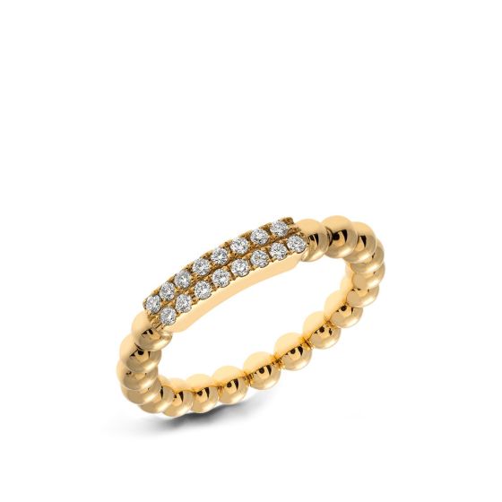 Tresore Yellow Gold Two Row Diamond Stretch Ring
