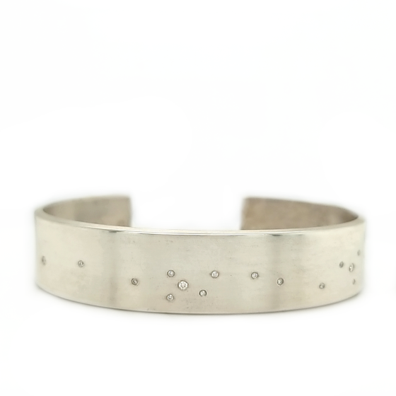 Silver Cuff Bracelet with Diamonds