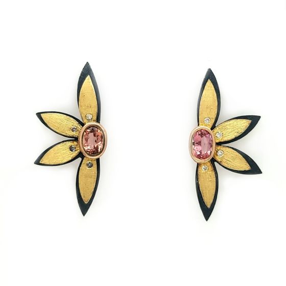 Pink Topaz Flower Earrings