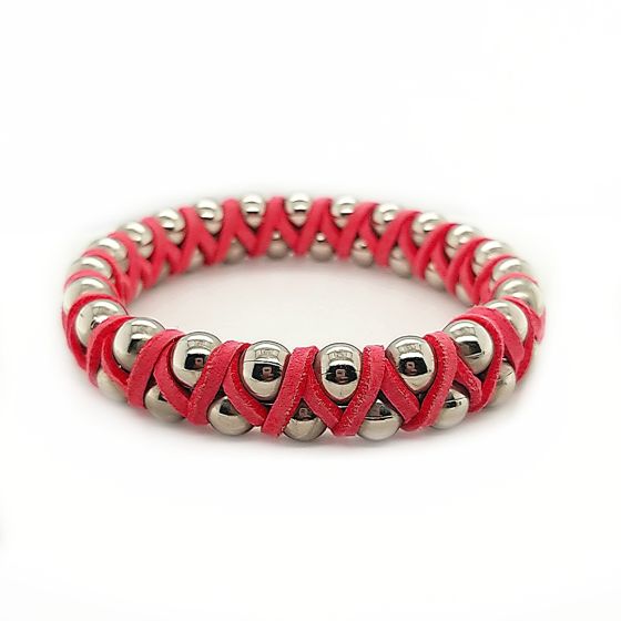Brass Bead and Leather Bracelet