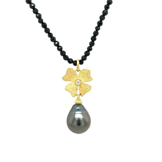Black Spinel Tahitian Pearl Necklace