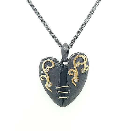 18K & Sterling Silver Heart Pendant