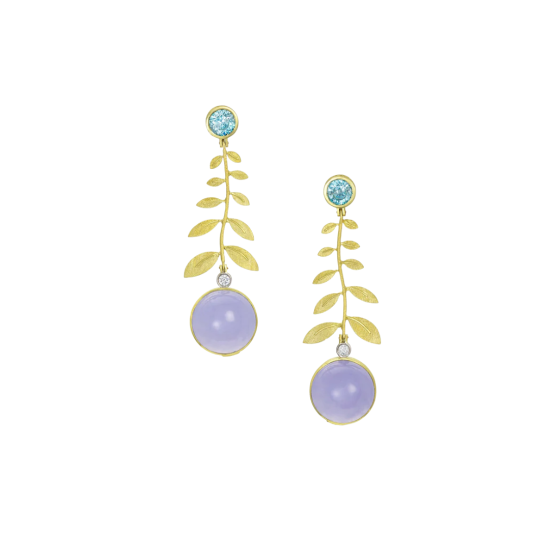 Mixed Metal Blue Zircon & Chalcedony Drop Earrings
