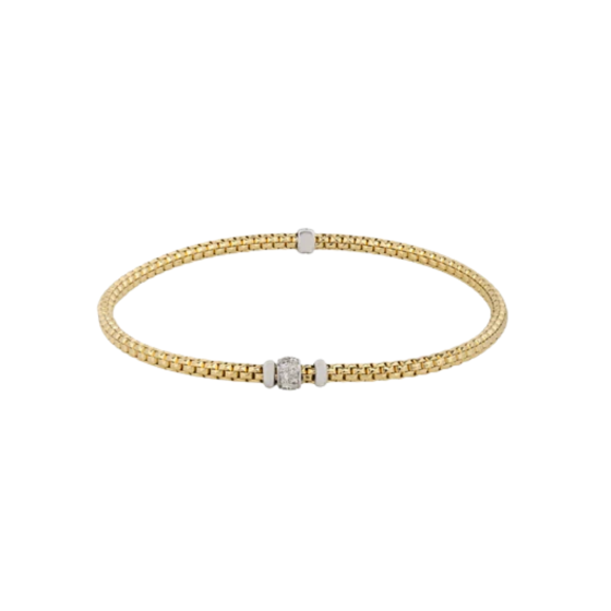 Bracelet with a White Gold Bead and Diamonds