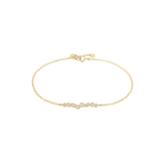 Round and Baguette Diamond Bar Bracelet