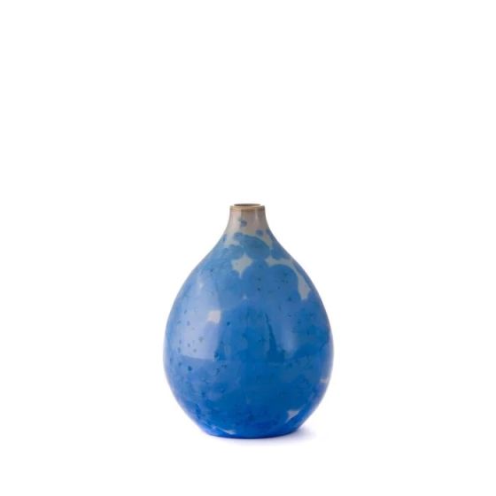 Small Crystalline Teardrop Vase — Cobalt