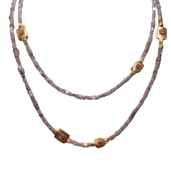 Grey Diamond Bead Necklace