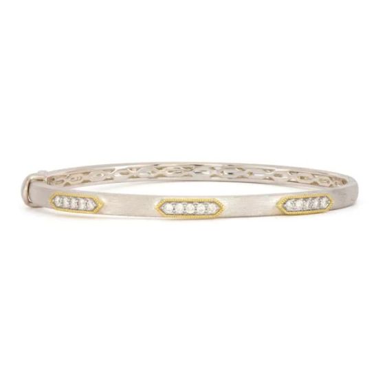Mixed Metal Diamond Hexagon Bangle