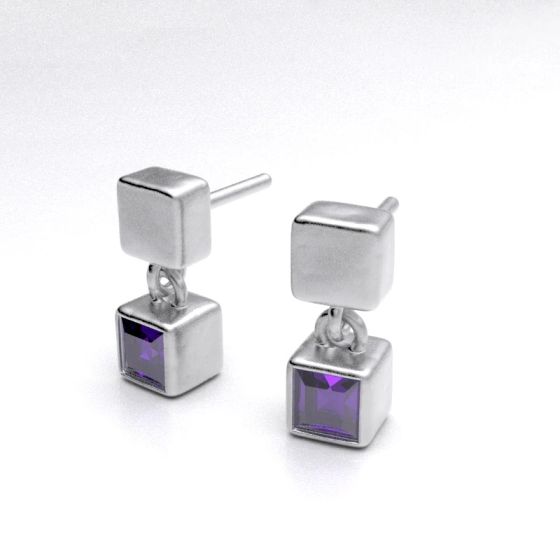 Amethyst "Cube" Earring