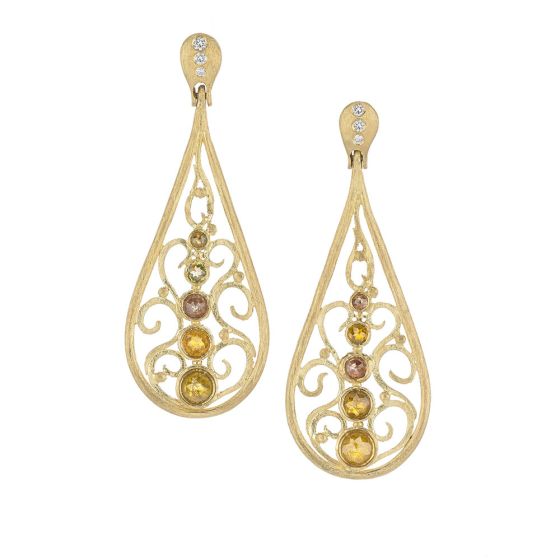 18K Yellow Gold Diamond Earrings