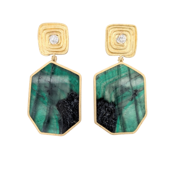 Emerald Slice Drop Earrings