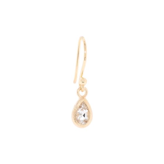 'Boulder' Bezel Pear White Topaz Drop Earrings