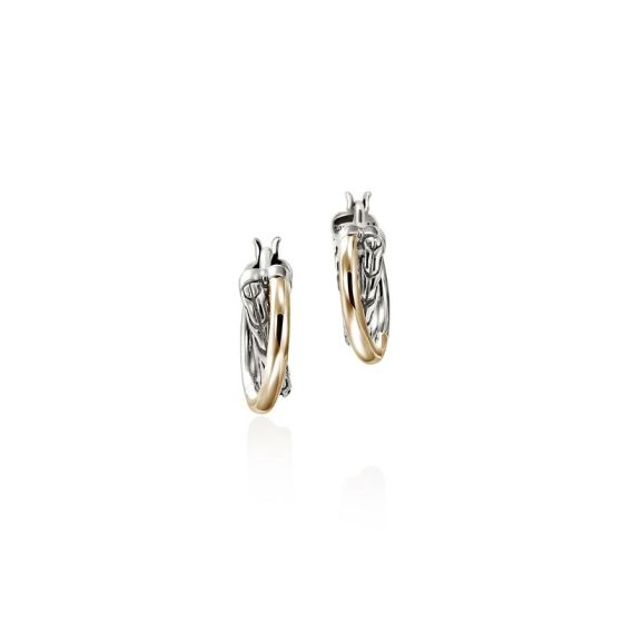 Mixed Metal Crossover Hoop Earrings