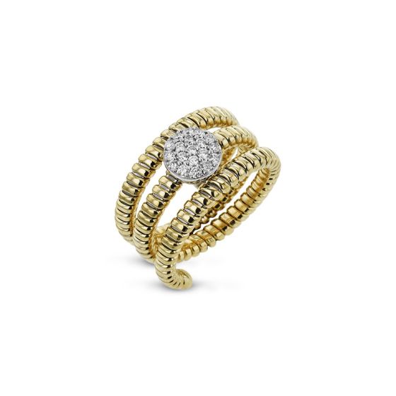 18K Spiral Ring w/Diamonds