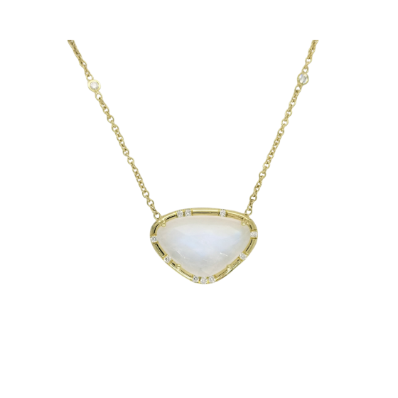 Rainbow Moonstone & Diamond Necklace