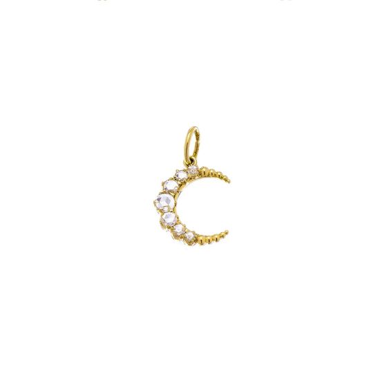 Crescent Rose Cut Diamond Charm