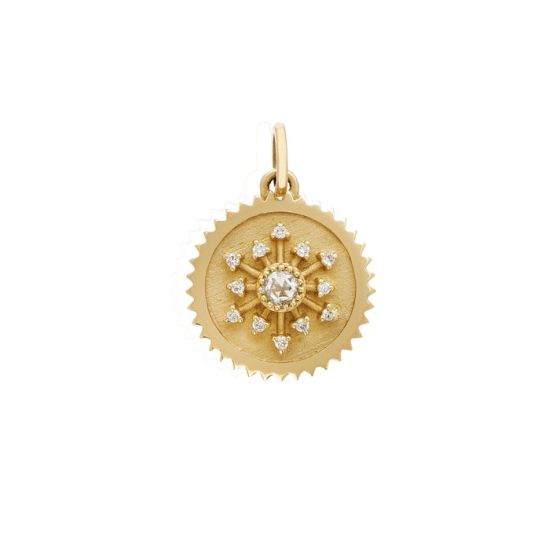 Leena Small White Diamond Medallion Charm