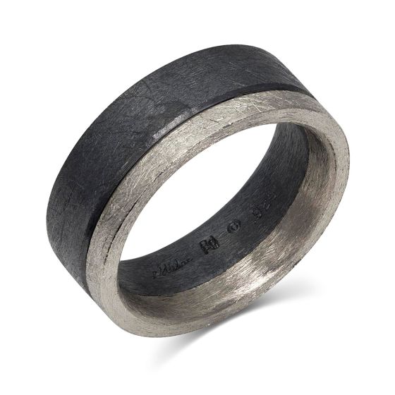 Palladium & Oxidized Sterling Silver Band