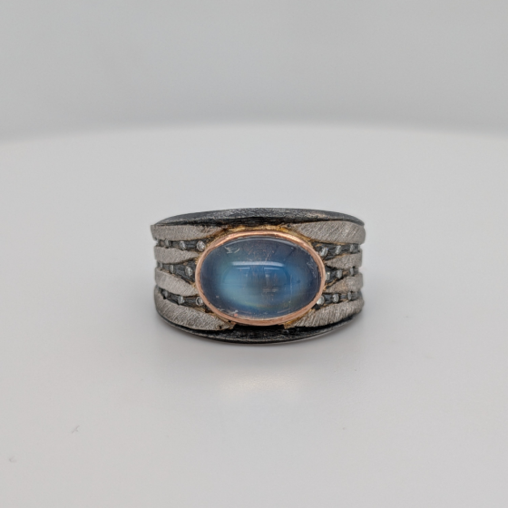 Striped Cigar Moonstone Ring