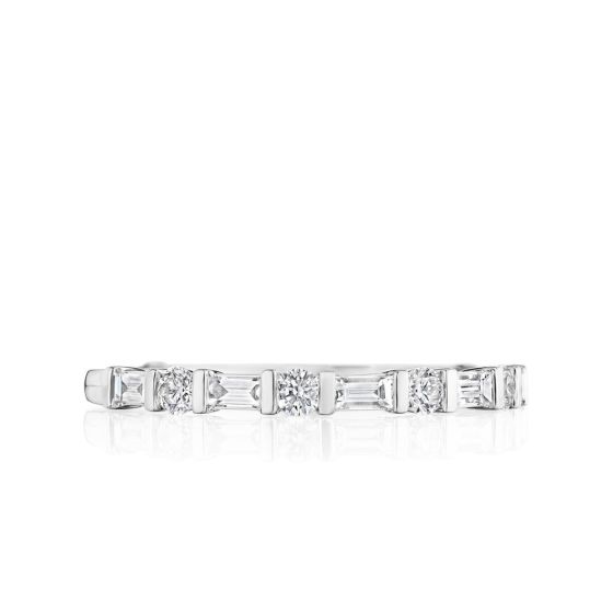 Round and Baguette Alternating Diamond Band