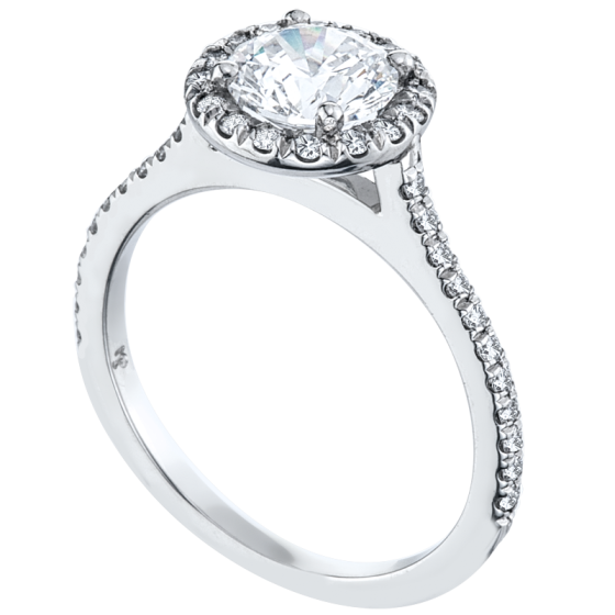 Platinum Single Halo Semi-Mount Engagement Ring