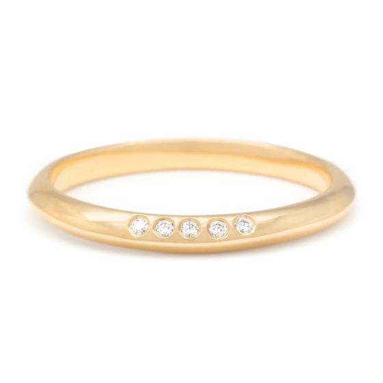 Knife Edge Band with Diamond Cluster