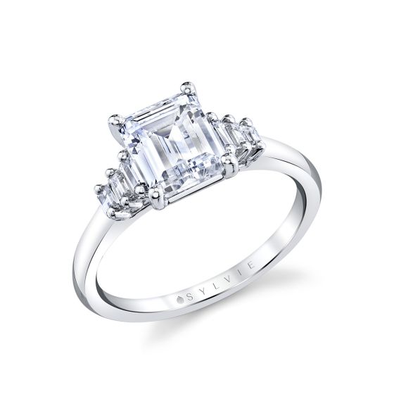 Emerald Cut Seven Stone Engagement Ring 