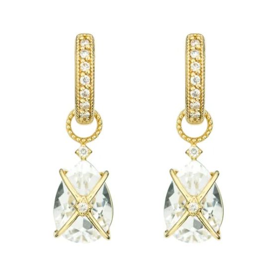Tiny CrissCross Wrapped Pear Stone Earring Charms