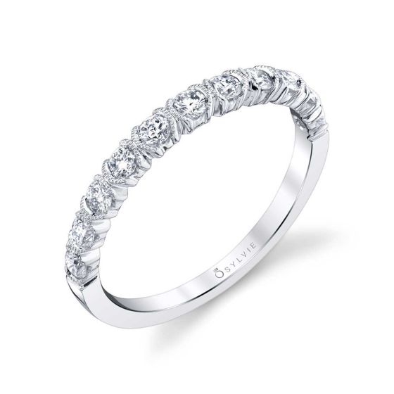 Unique Bezel Set Stackable Band - Margot