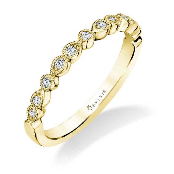 Vintage Inspired Diamond Wedding Band - Elena