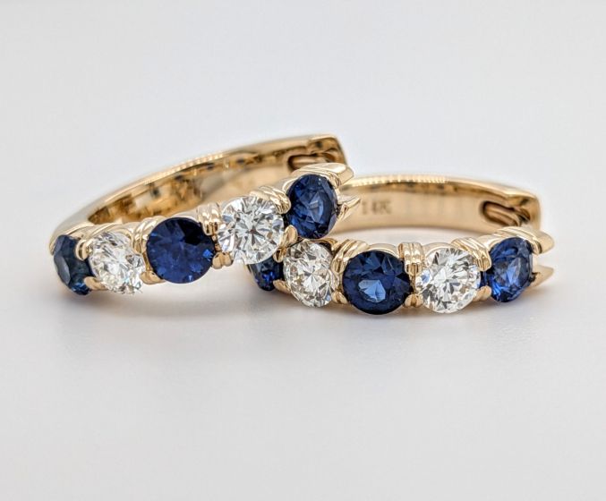 Diamond & Sapphire Hoop Earrings
