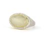 Mixed Metal Pave Halo East West Oval Stone Ring
