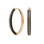 Sareena Black Diamond Yellow Gold Hoops