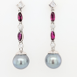 Ruby, Pearl, & Diamond Drop Earring
