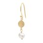 Nugget Pearl Drop Hammered Disc Earrings