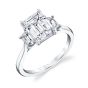 Three Stone Emerald Engagement Ring With Trapezoid Side Stones - Annalise