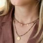 'Wrap' Champagne Garnet Mini Hammered Disc Station Necklace