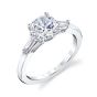 Round Cut Three Stone Engagement Ring With Baguettes - Nicolette
