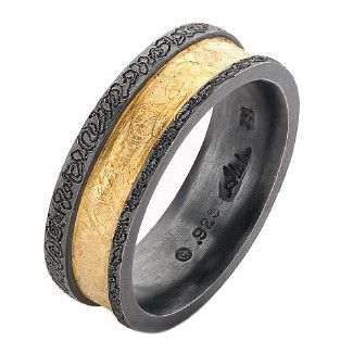 18K & Oxidized Sterling Silver Band