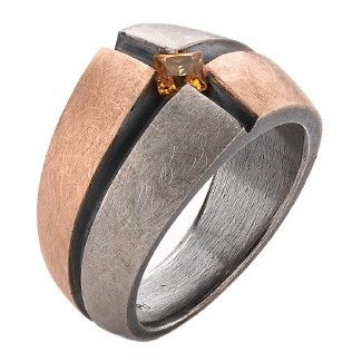 18K, Palladium & Oxidized Sterling Silver Band