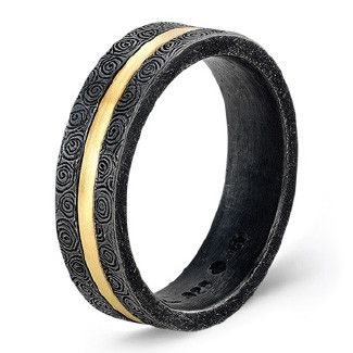18K & Oxidized Sterling Silver Band