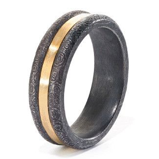 18K & Oxidized Sterling Silver Band
