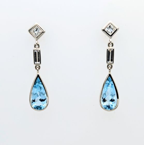 Aquamarine Pear Drop Earrings