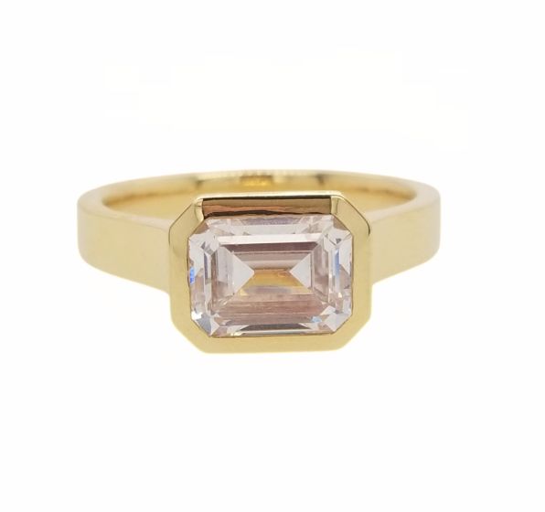 18K Yellow Gold Emerald Engagement Ring