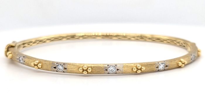 Provence Beaded Quad Diamond Brushed Bangle