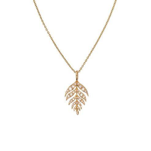 Feuille Small White Diamond Necklace