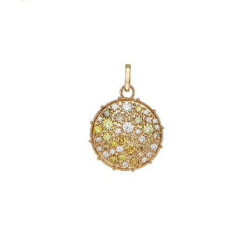 Confetti Small Disc Multi-Color Diamond Pendant